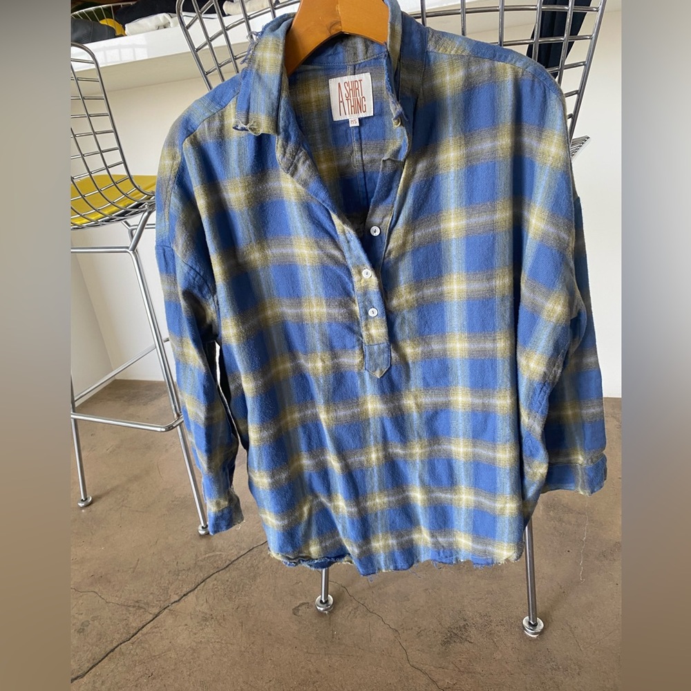 A SHIRT THING brand... super soft plaid over size shirt.distressed and hip